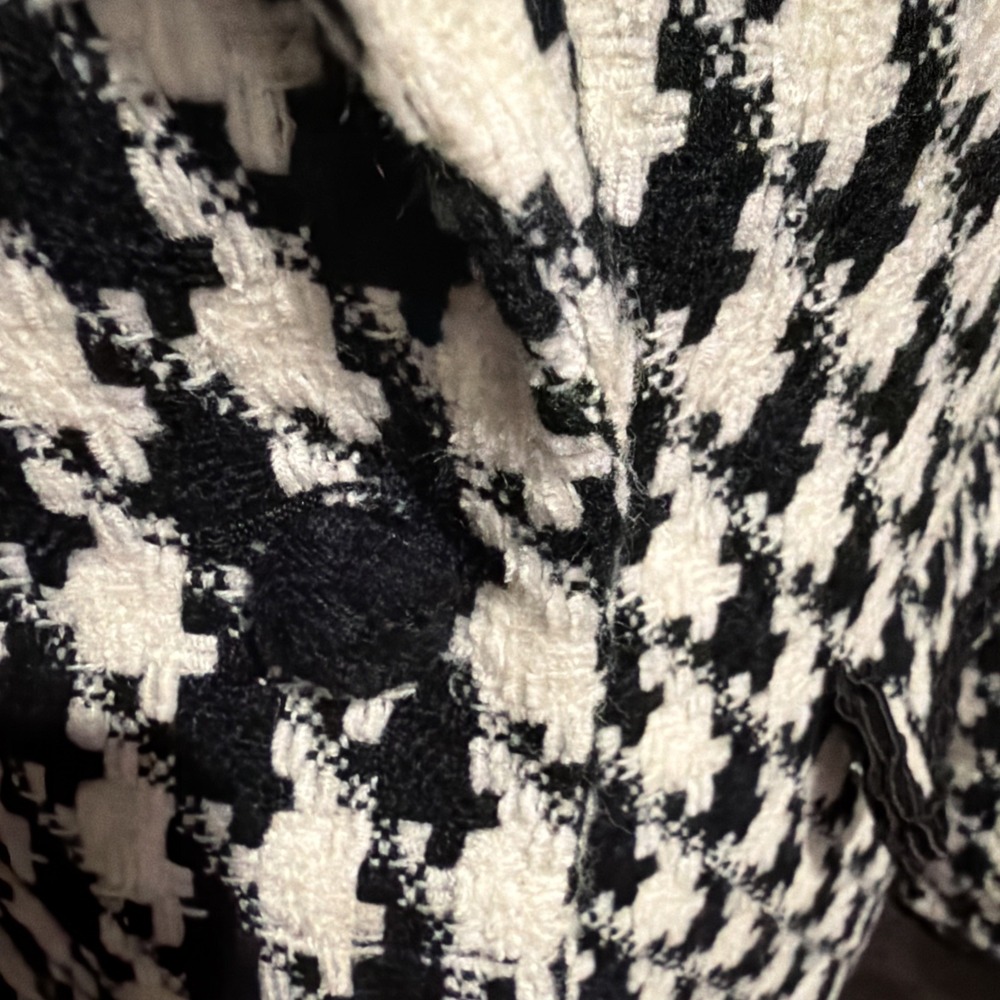 Chadwicks Vtg Black And White Houndstooth Acrylic Button Blazer Women's Size 14 - Picture 5 of 8